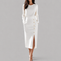 The Caroline Button Midi Dress