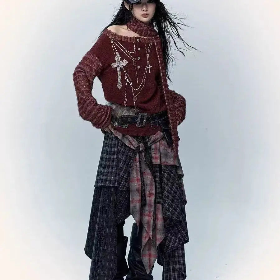 Cotton Patchwork Long Skirt