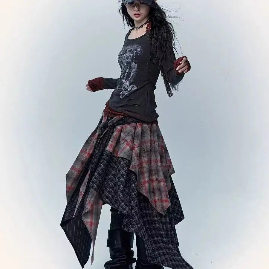 Cotton Patchwork Long Skirt