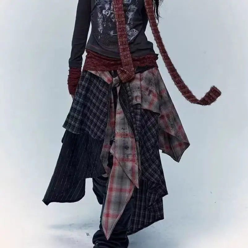 Cotton Patchwork Long Skirt